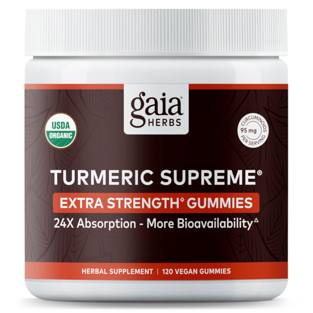 Turmeric Supreme Extra Strength Gummies (Жевательные конфеты) -- 120 Vegan Gummies Gaia Herbs