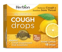 All Natural Cough Drops (Капли) Honey Lemon -- 18 Drops Herbion