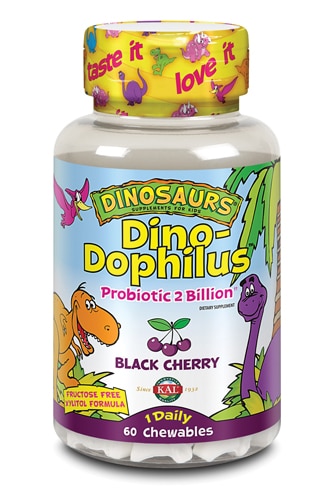 Kal Dinosaurs DinoDophilus™ Black Cherry -- 60 Chewables (Жевательные таблетки) Kal