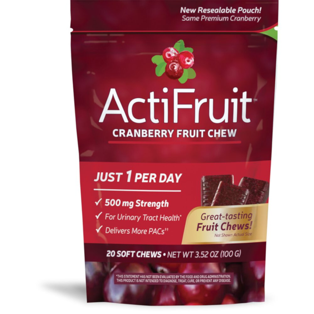 ActiFruit Cranberry Fruit Chew — 500 мг на порцию — 20 мягких жевательных таблеток Nature's Way