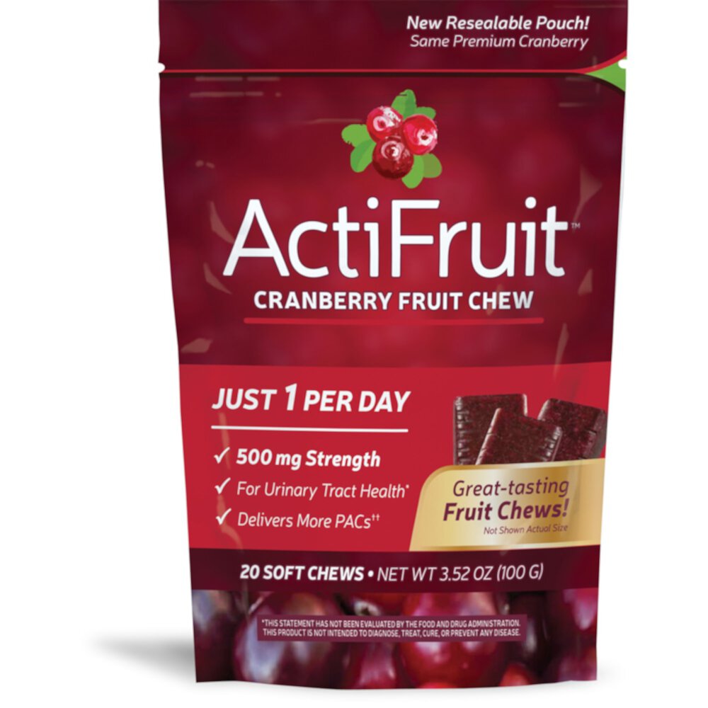 ActiFruit Cranberry Fruit Chew -- 500 mg Per Serving (Порция) - 20 Soft Chews (Мягкие жевательные конфеты) Nature's Way