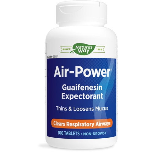 Air-Power - Отхаркивающее средство гвайфенезин - очищает дыхательные пути - 100 таблеток Nature's Way
