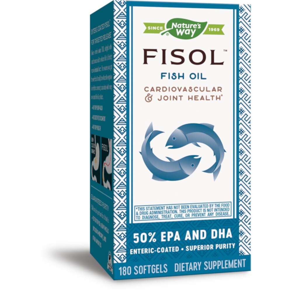 Fisol Рыбий жир с кишечнорастворимой оболочкой - 50% ЭПК и ДГК - 180 мягких капсул Nature's Way