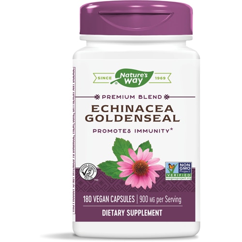 Premium Blend Echinacea Goldenseal — 900 мг на порцию — 180 веганских капсул Nature's Way