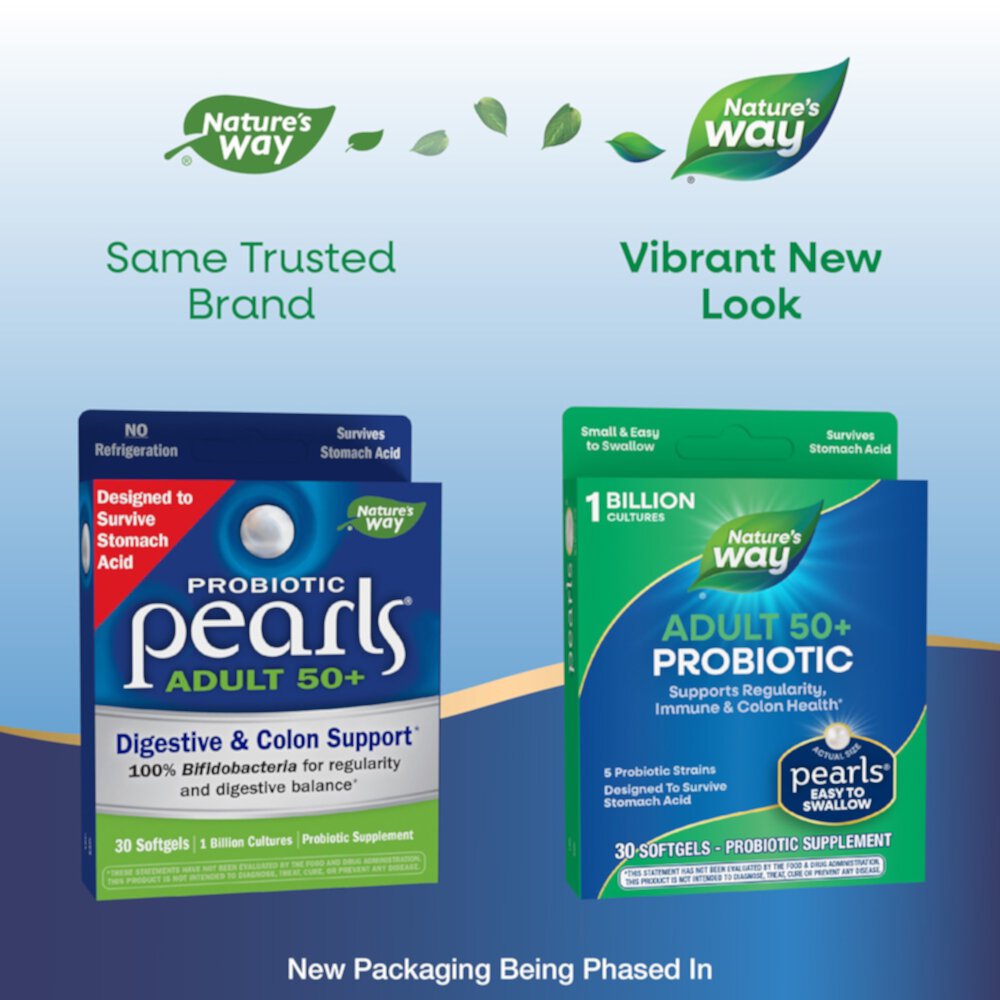 Probiotic Pearls Adults 50+ - 1 Billion Live Cultures -- 30 Softgels (Мягкие капсулы) Nature's Way