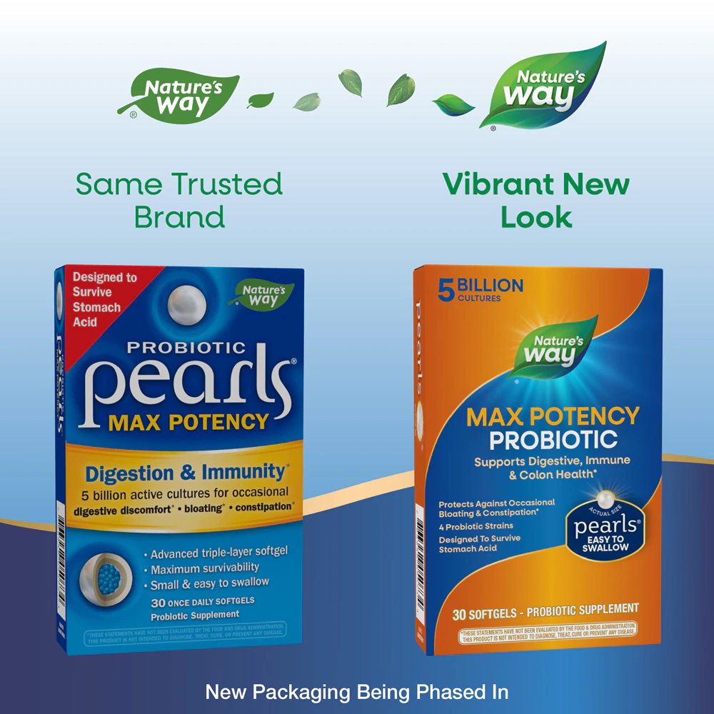 Probiotic Pearls Max Potency - 5 Billion Cultures - Digestive Health - 30 Softgels (Мягкие капсулы) Nature's Way