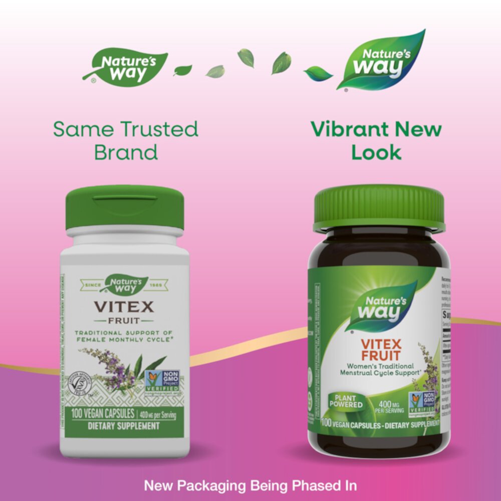 Vitex Fruit — Традиционная поддержка менструального цикла — Витекс, 400 мг — 100 веганских капсул Nature's Way