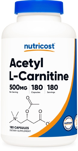 Ацетил L-карнитин -- 500 мг -- 180 капсул Nutricost