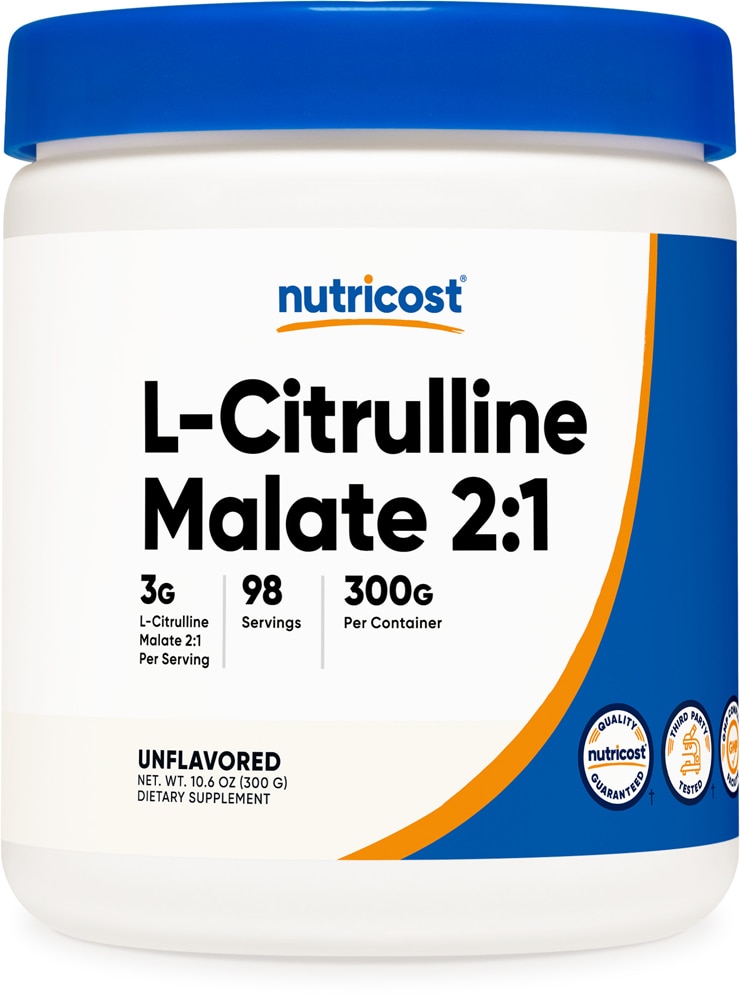 Citrulline Malate 2:1 Powder (Порошок) Unflavored (Без вкуса) -- 3 g - 98 Servings (Порции) Nutricost