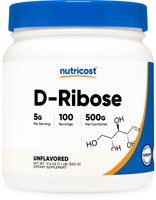 D-Ribose Powder (Порошок) Unflavored (Без вкуса) -- 500 g - 100 Servings (Порции) Nutricost