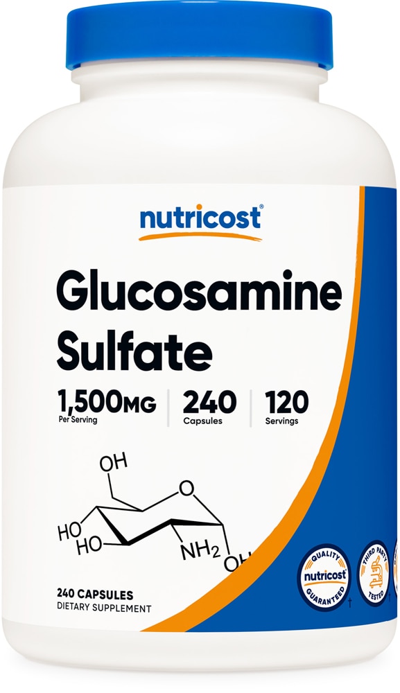 Глюкозамин Сульфат - 1500 мг - 240 капсул - Nutricost Nutricost