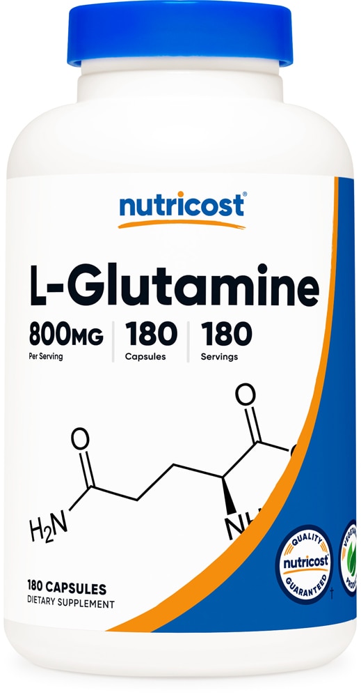 L-глютамин — 800 мг — 180 капсул Nutricost