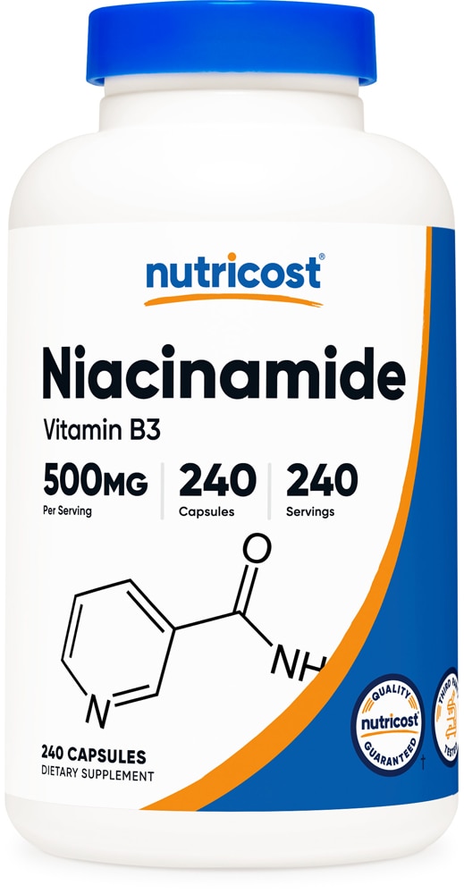 Niacinamide - Vitamin B3 -- 500 mg - 240 Capsules (Капсулы) Nutricost