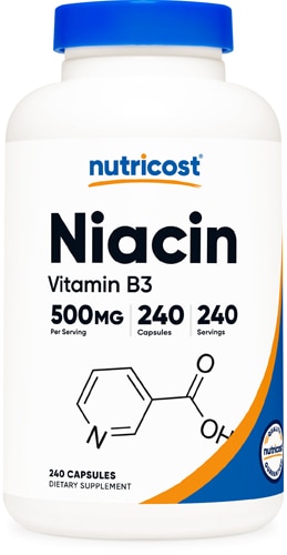 Ниацин (Витамин B3) 500 мг - 240 капсул Nutricost