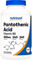 Пантотеновая кислота - витамин B5 - 500 мг - 240 капсул Nutricost
