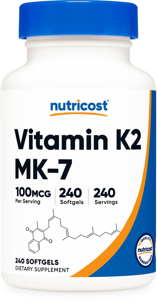 Витамин K2 MK-7 -- 100 мкг -- 240 капсул Nutricost