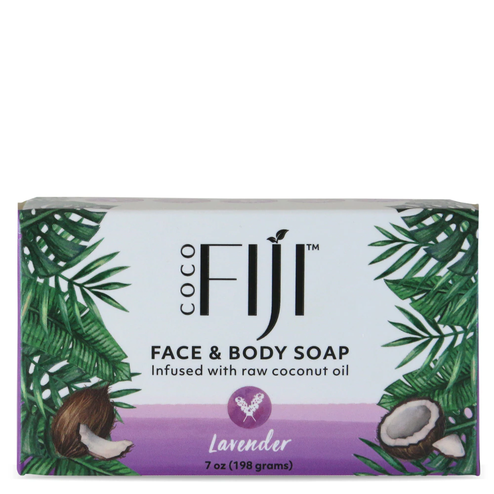 Face & Body Coconut Oil Bar Soap Lavender -- 7 oz Organic Fiji