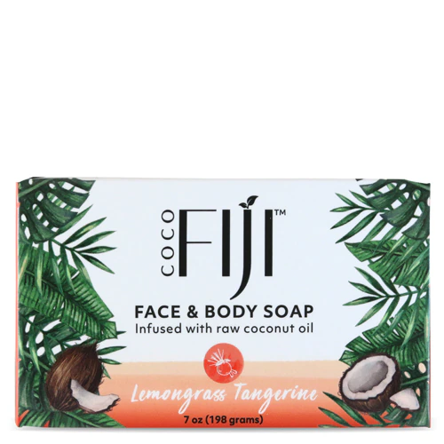 Face & Body Coconut Oil Bar Soap Lemongrass Tangerine -- 7 oz Organic Fiji
