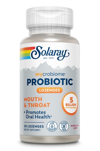 Mycrobiome Пробиотик для рта и горла Смородина - 5 миллиардов ЖК - 30 леденцов - Solaray Solaray