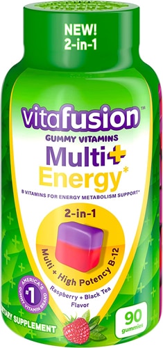 Multi + Energy Малина и черный чай - 90 жевательных конфет Vitafusion