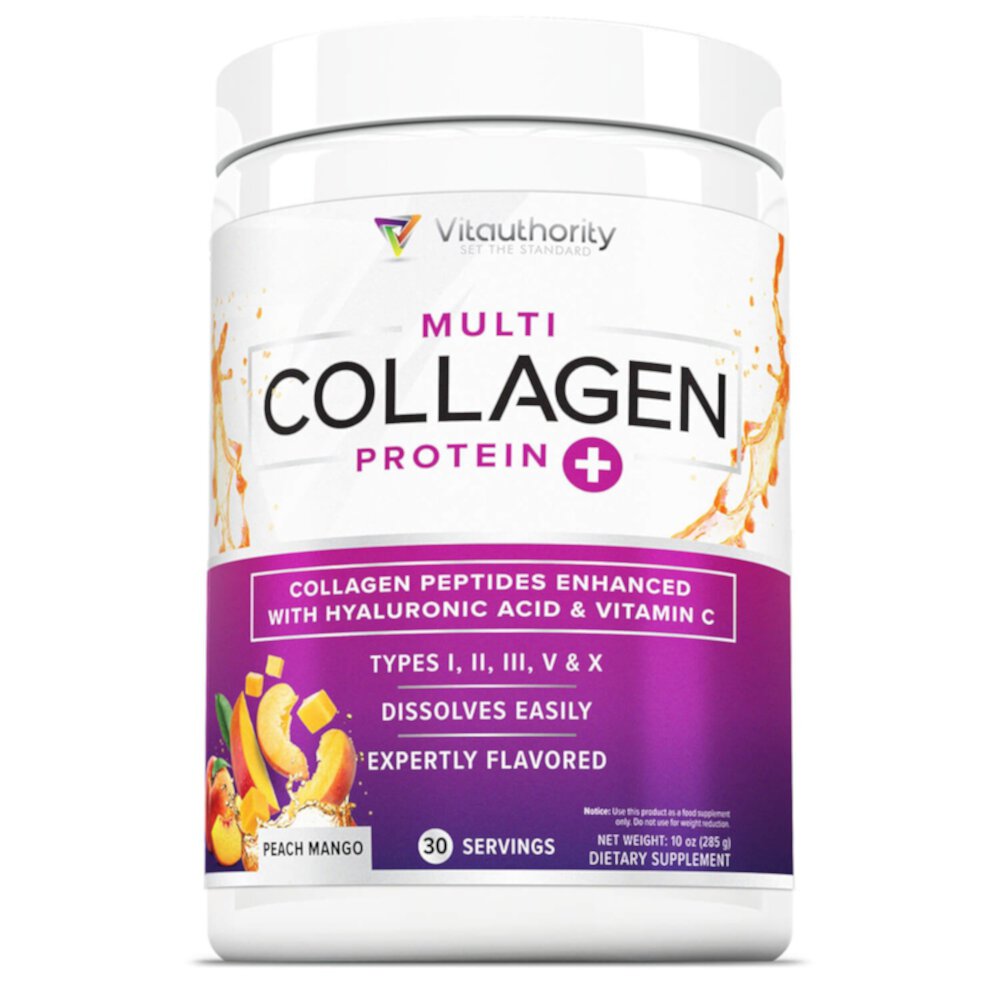 Multi Collagen Protein+ Peach Mango -- 30 Servings (Порции) Vitauthority