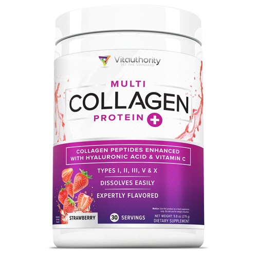 Multi Collagen Protein+ Strawberry -- 30 Servings (Порции) Vitauthority