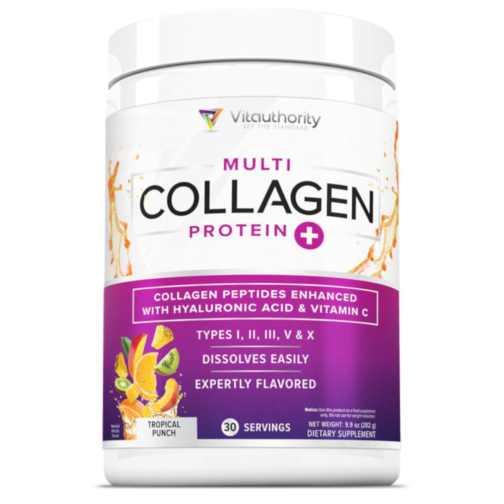 Multi Collagen Protein+ Tropica Punch — 30 порций Vitauthority