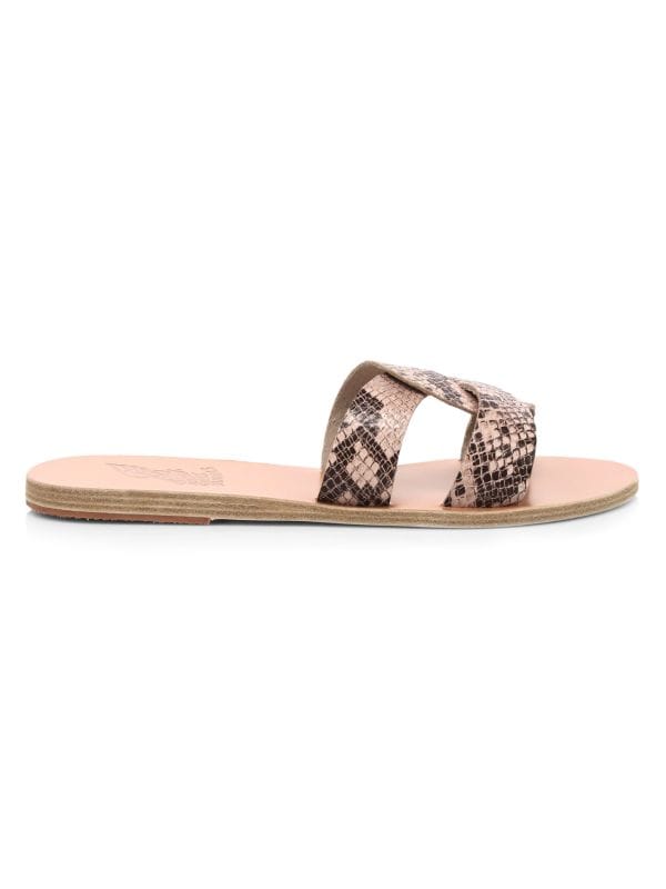 Кожаные сандалии Desmos на плоской подошве с тиснением под змеиную кожу Ancient Greek Sandals