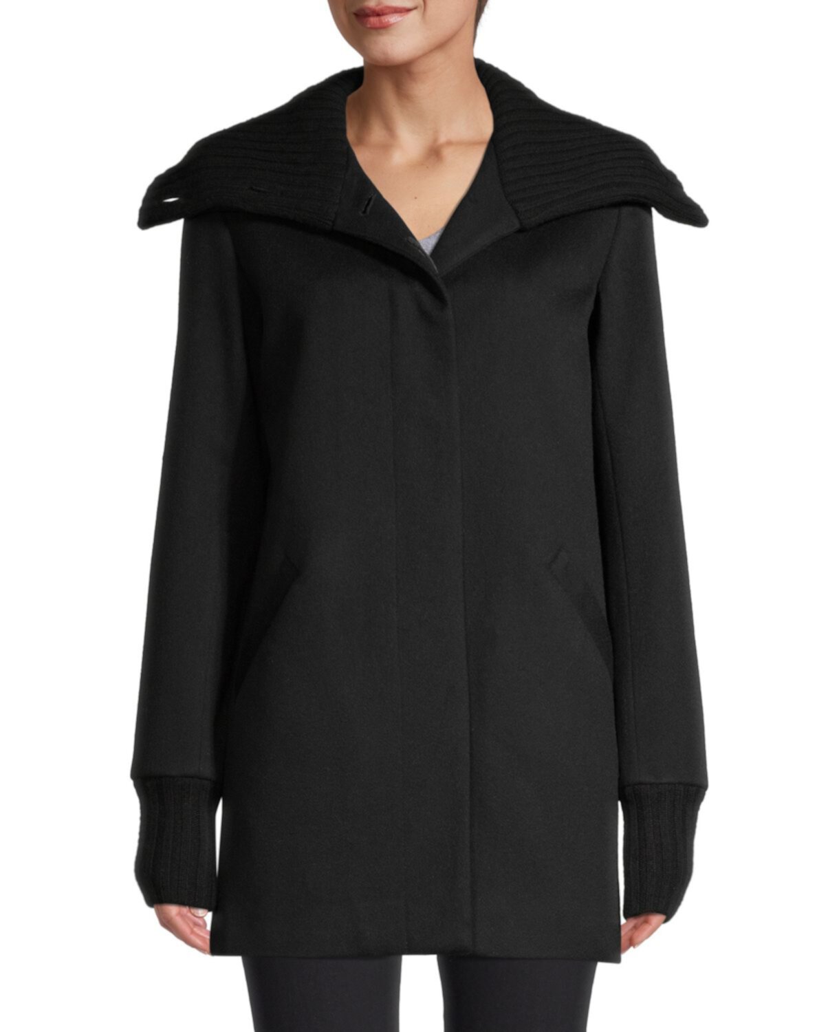 Шерсть & усилитель; Кашемировое пальто с воротником в рубчик Sofia Cashmere