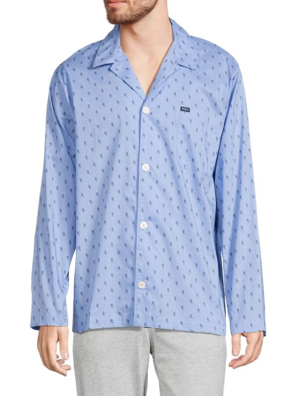 Пижамная рубашка на пуговицах с монограммой Polo Ralph Lauren