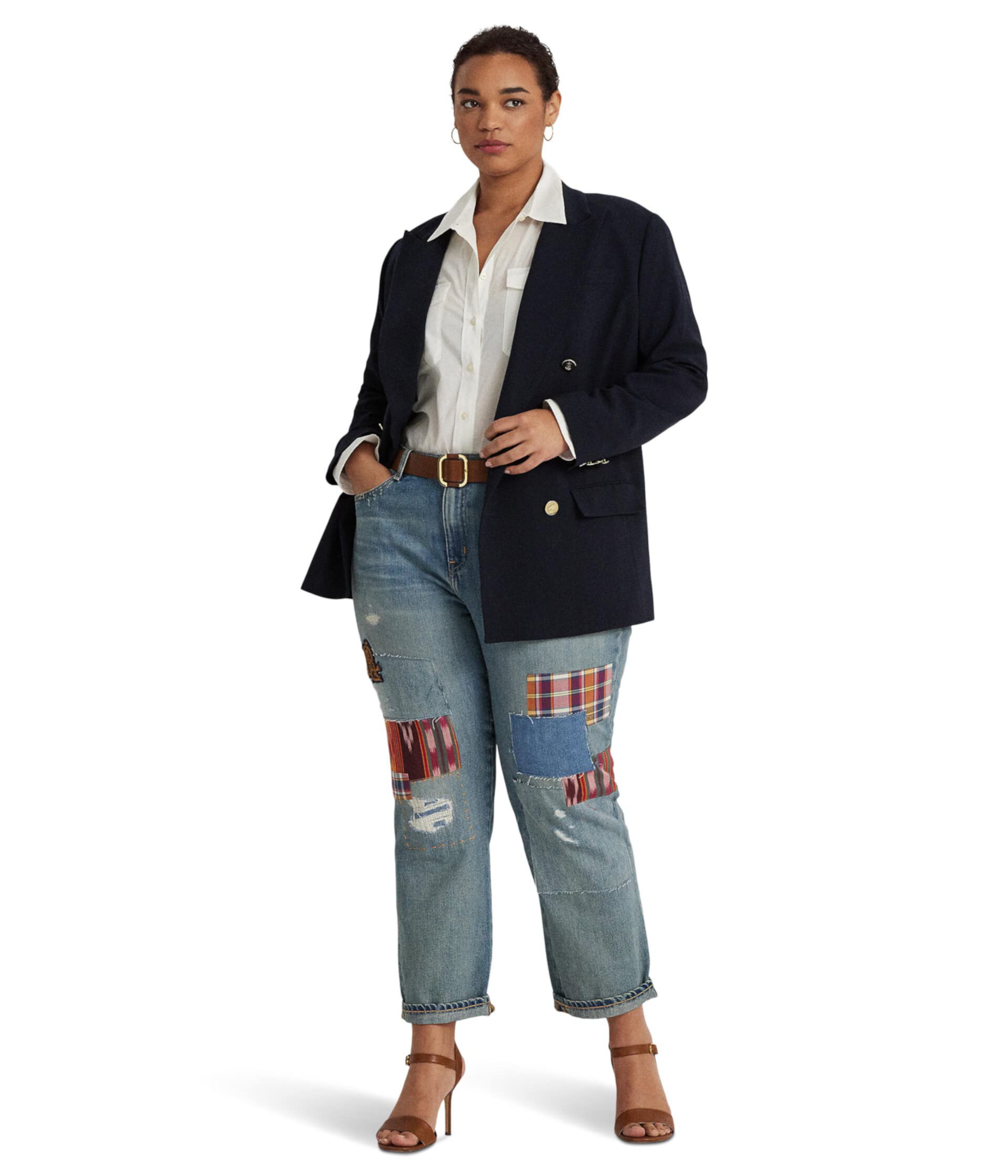 Джинсы большого размера с аппликацией Plus Size Patchwork Relaxed Tapered от LAUREN Ralph Lauren LAUREN Ralph Lauren