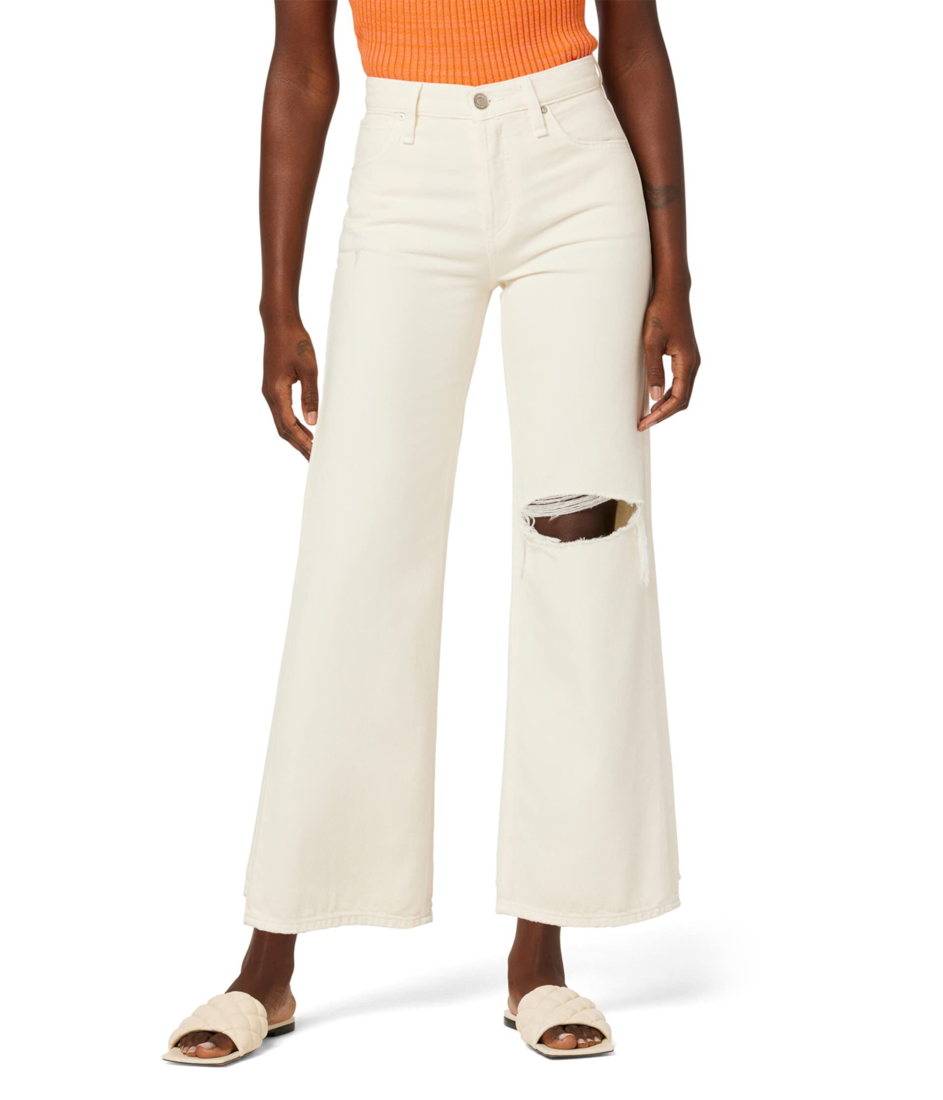 Высокие кеды Rosie с высокой посадкой, широкой лодыжкой и ширинкой на закрытых пуговицах цвета Ecru Vintage. Hudson Jeans