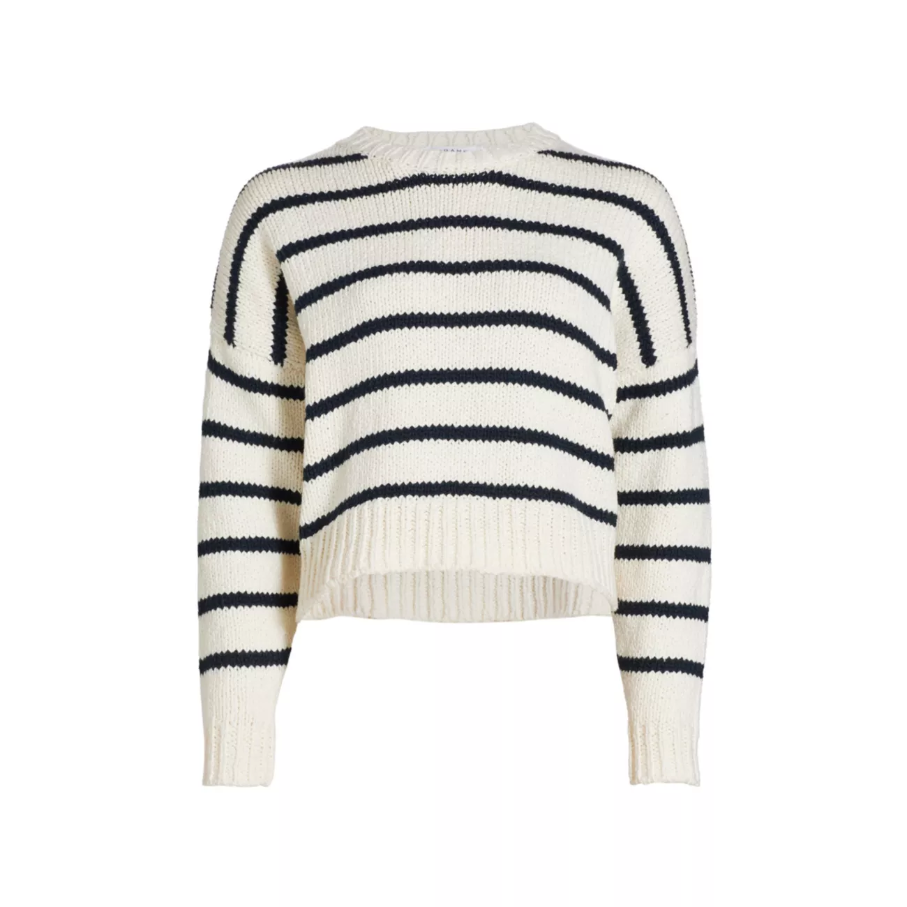 Полосатый хлопковый свитер с круглым вырезом FRAME