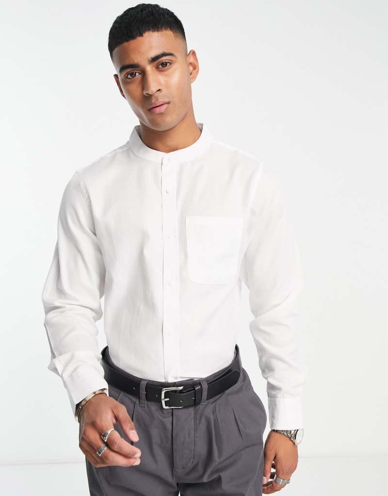 Мужская Повседневная Рубашка Harry Brown linen smart shirt in white Harry Brown