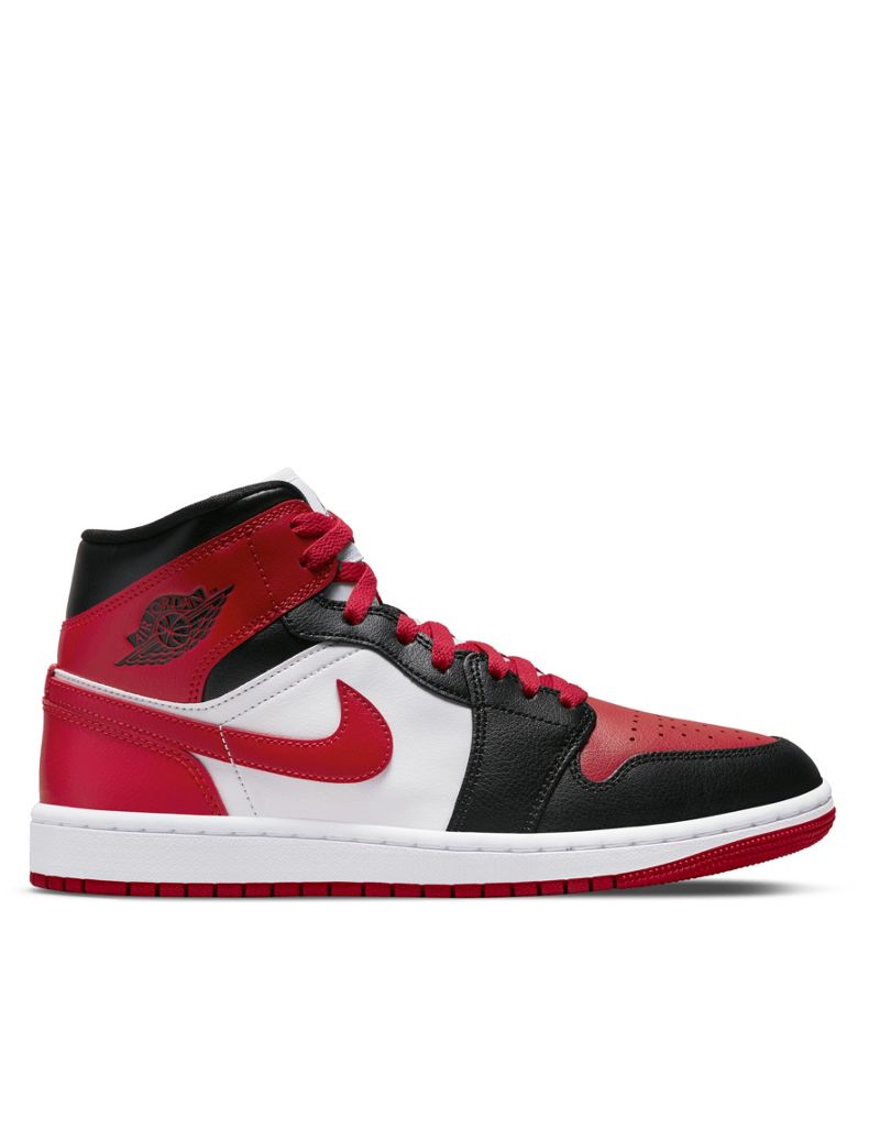 Кроссовки Nike Air Jordan 1 Mid красного, черного и белого цветов Jordan