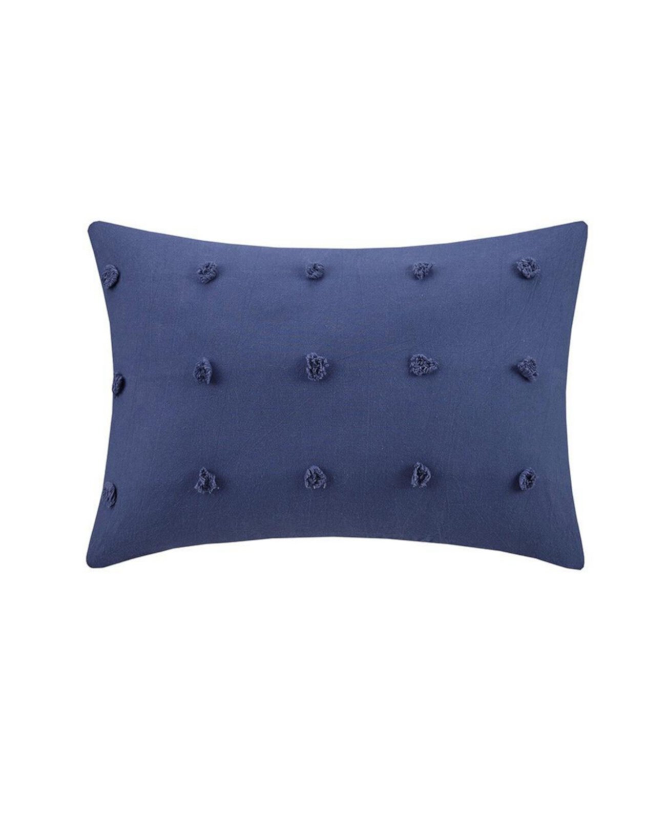 Хлопковая жаккардовая продолговатая подушка с помпонами - синий индиго, 14 X 20 дюймов Gracie Mills