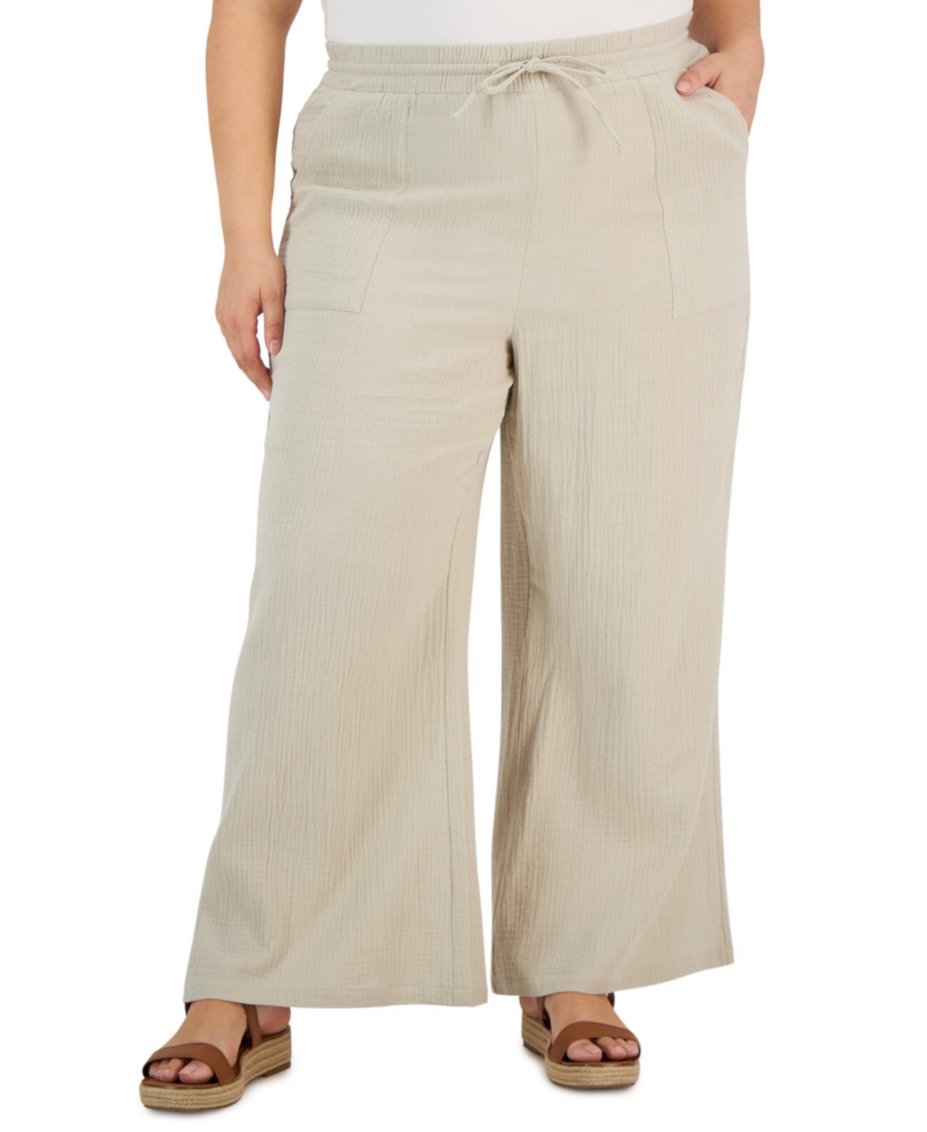 Широкие мятые брюки больших размеров, созданные для Macy's Style & Co