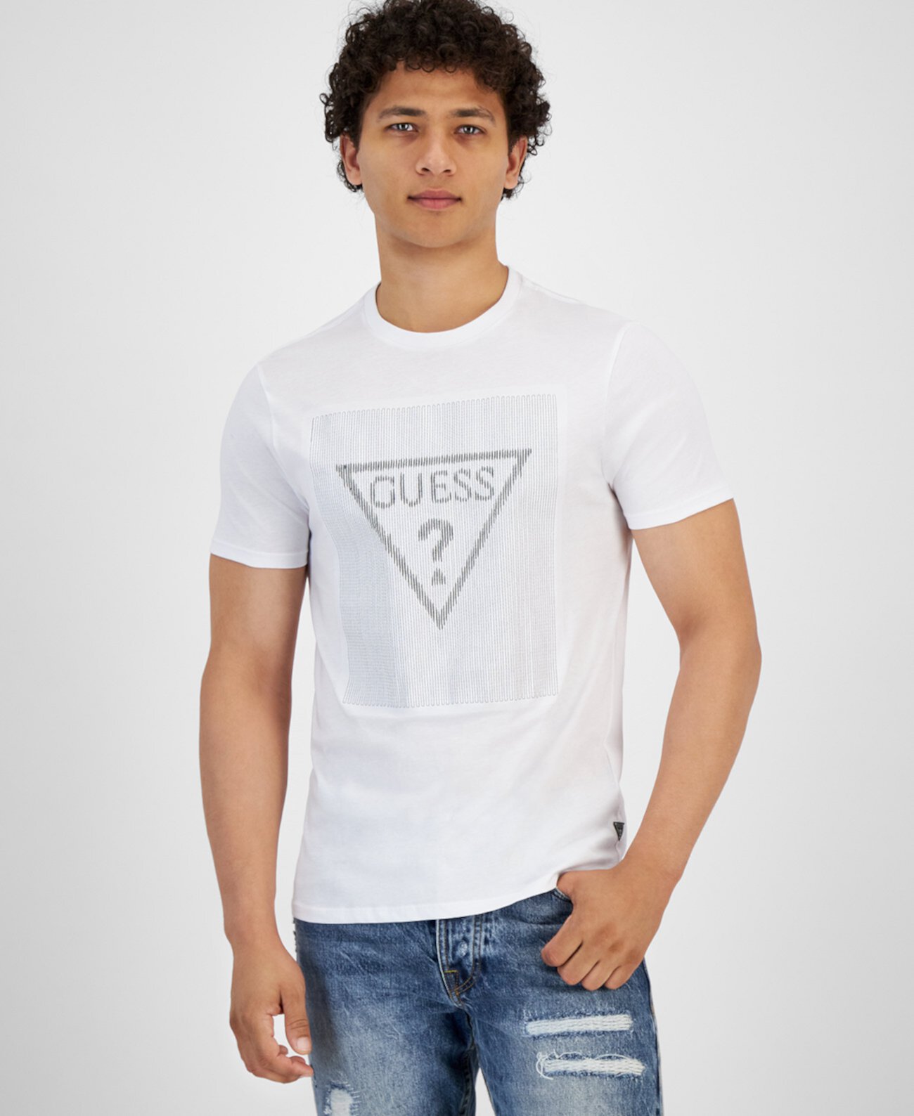 Мужская футболка с круглым вырезом и короткими рукавами с логотипом Stitch Triangle GUESS