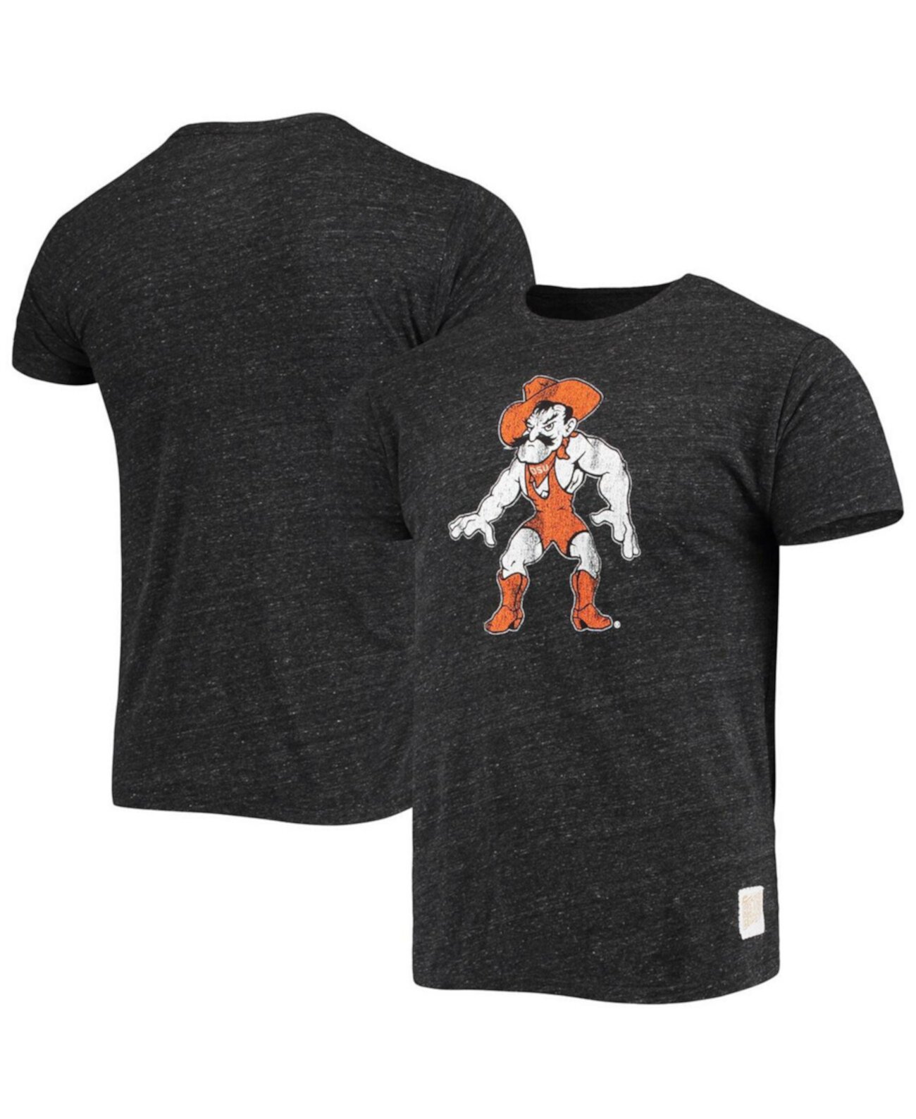 Мужская черная футболка Oklahoma State Cowboys Wrestler Slub Vintage-Like Tri-Blend Original Retro Brand