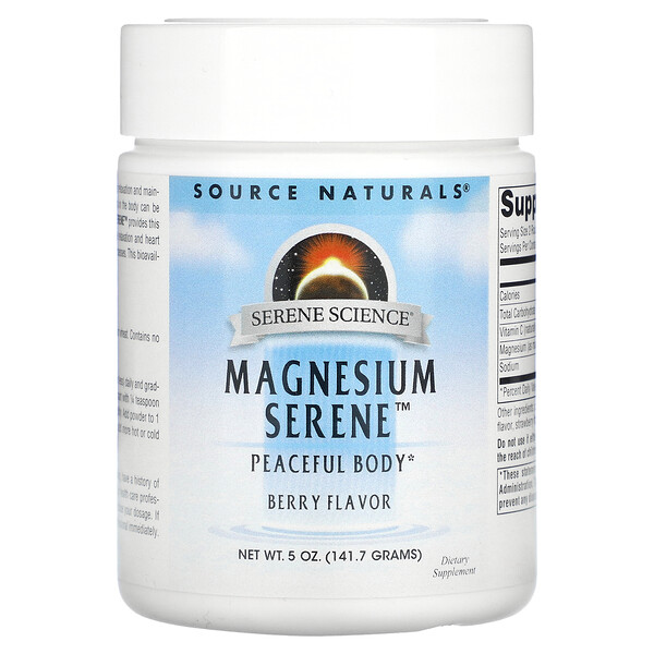 Magnesium Serene, Peaceful Body, ягодный вкус, 5 унций (141,7 г) Source Naturals