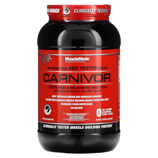 Carnivor, Bioengineered Beef Protein Isolate, Chocolate, 2 lbs (949.2 g) MuscleMeds