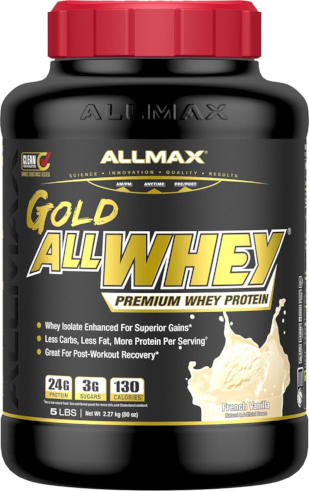 Gold AllWhey Premium Whey Protein Powder (Порошок) French Vanilla -- 5 lbs ALLMAX