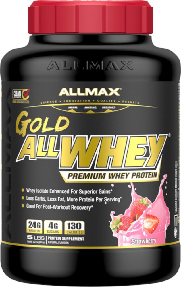 Gold AllWhey Premium Whey Protein Powder (Порошок) Strawberry -- 5 lbs ALLMAX