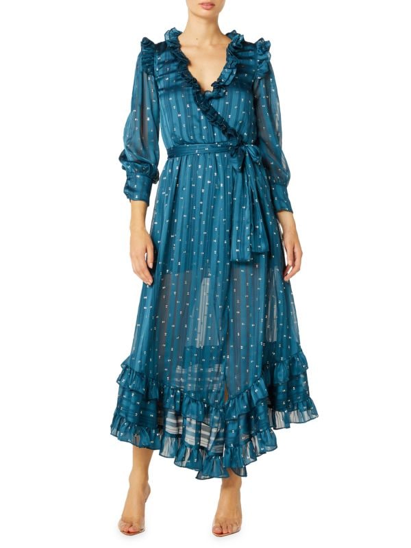 Платье миди в асимметричную полоску с запахом Gabriella MISA LOS ANGELES