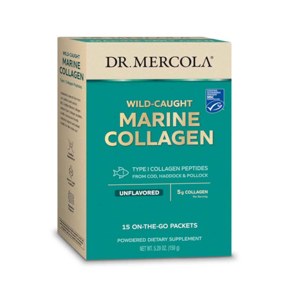 Marine Collagen Powder (Порошок) Packets (Пакеты ) Unflavored (Без вкуса) -- 15 Packets Dr. Mercola