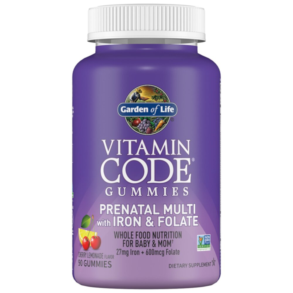 Vitamin Code - Жевательные таблетки для беременных с железом и фолиевой кислотой, вишневый лимонад - 90 жевательных таблеток Garden of Life