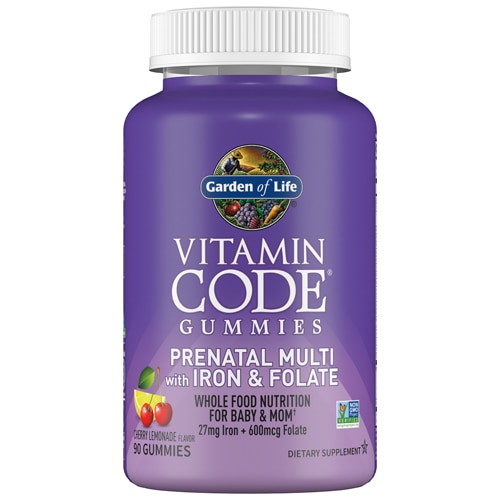 Vitamin Code - Жевательные таблетки для беременных с железом и фолиевой кислотой, вишневый лимонад - 90 жевательных таблеток Garden of Life