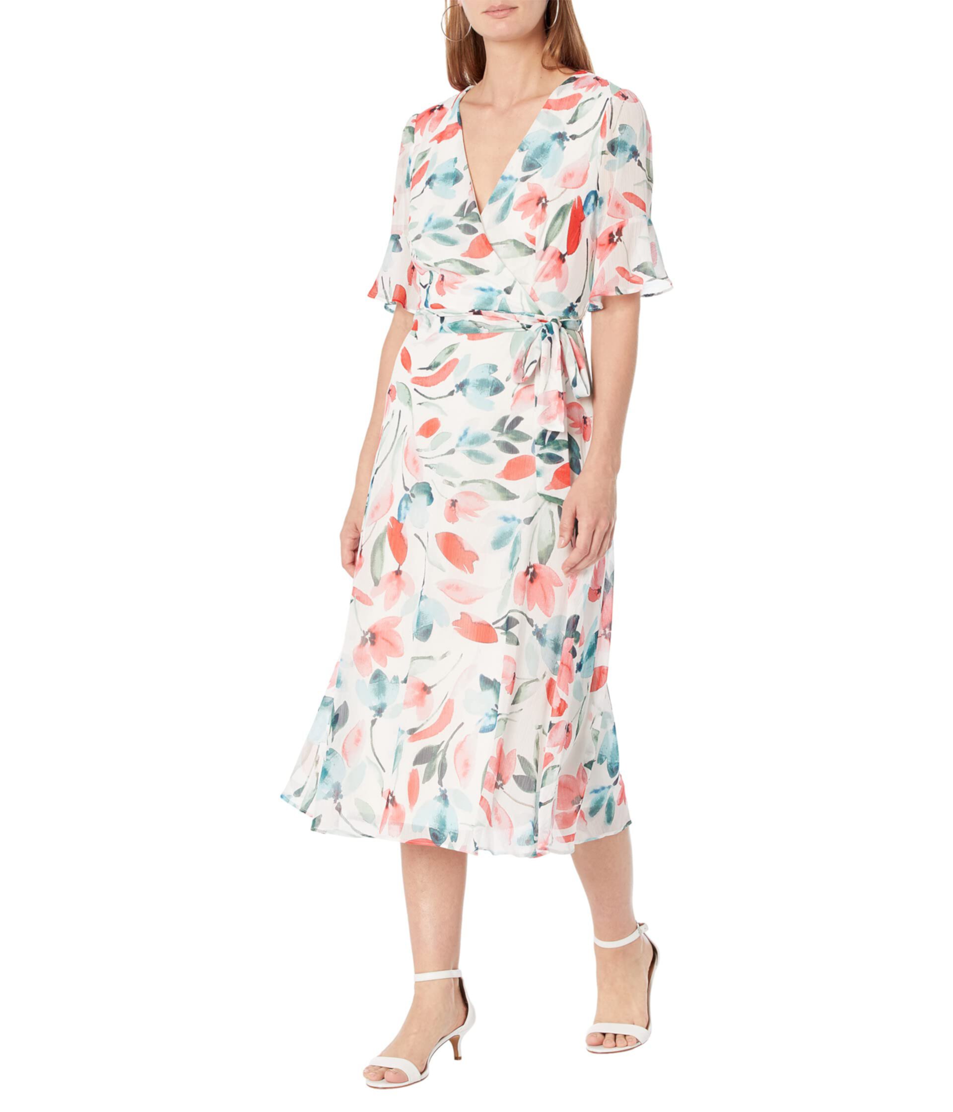 Short Sleeve Tie Wrap Dress Dkny