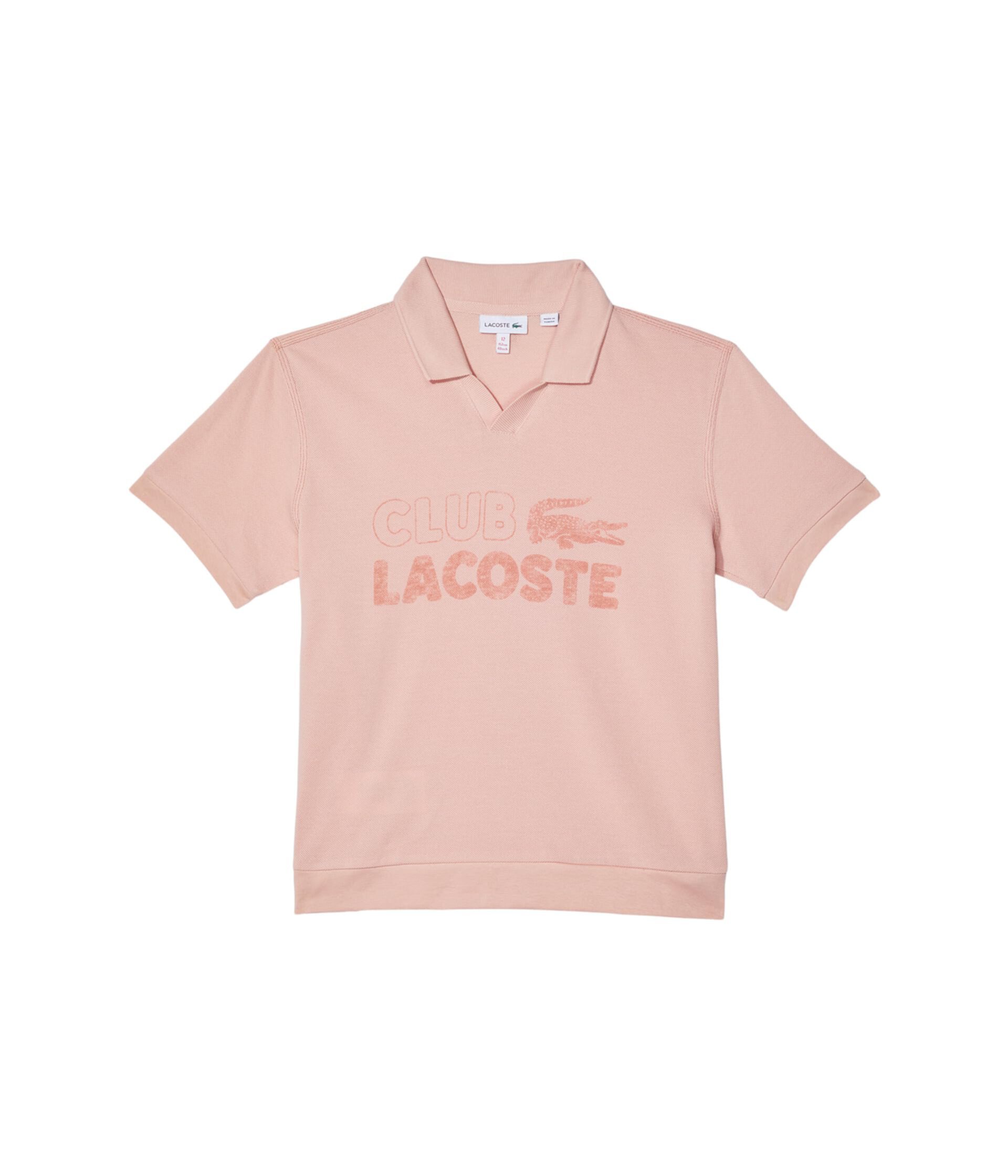 Поло с короткими рукавами Lacoste Kids Club, глубокий V-образный вырез, 100% хлопок, классический стиль Lacoste Kids