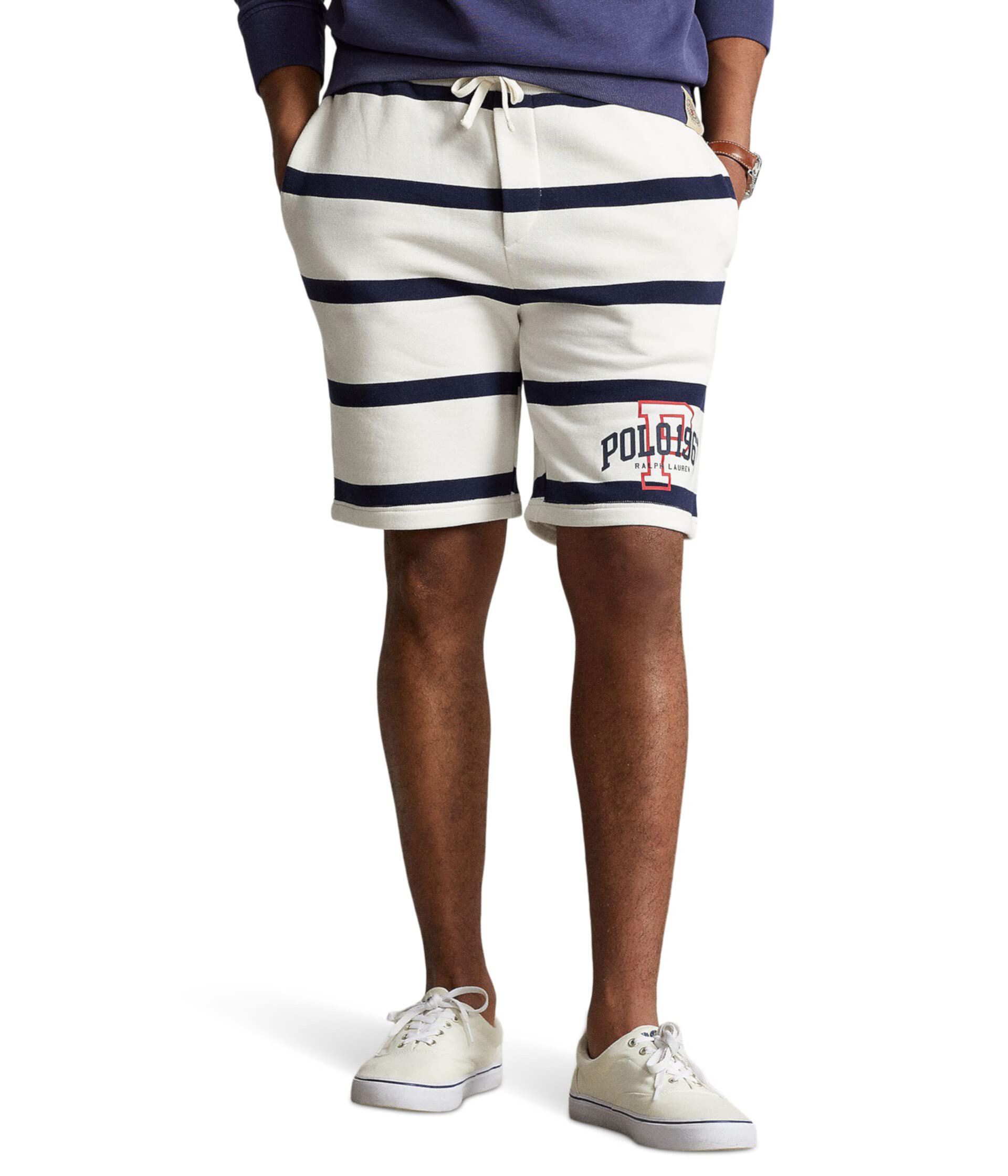 8,5-дюймовые флисовые шорты в полоску с логотипом Polo Ralph Lauren